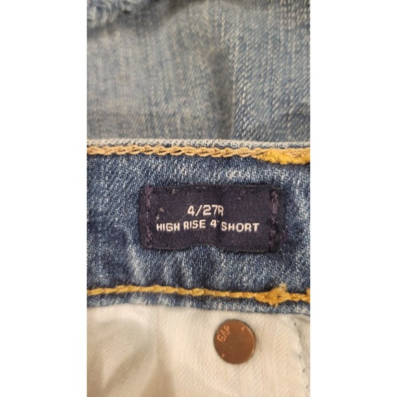 Gap Womens High Rise 4" Distressed Denim Shorts Size 4/27R (Measure 30"X 4") - Picture 4 of 8